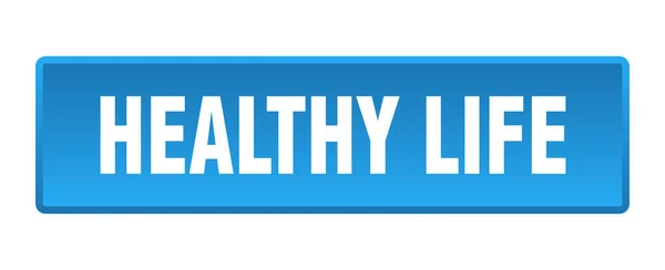 Zdrowy Przycisk Życia Zdrowe Życie Kwadrat Niebieski Przycisk — Wektor stockowy