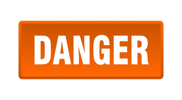 Gefahrenknopf Gefahr Quadratisch Orange Druckknopf — Stockvektor
