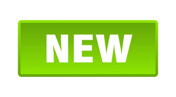 New Button New Square Green Push Button — Stock Vector