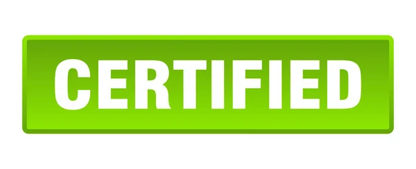 Bouton Certifié Bouton Poussoir Carré Certifié Vert — Image vectorielle