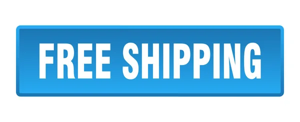 Free Shipping Button Free Shipping Square Blue Push Button — Stock Vector