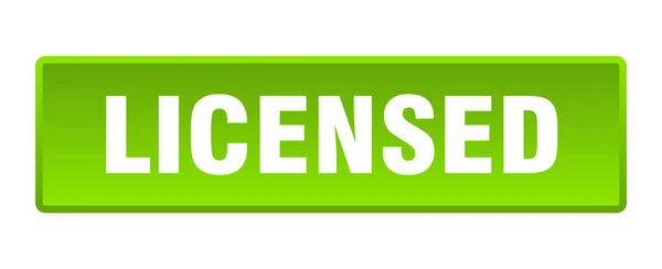 Botón Con Licencia Pulsador Verde Cuadrado Con Licencia — Vector de stock