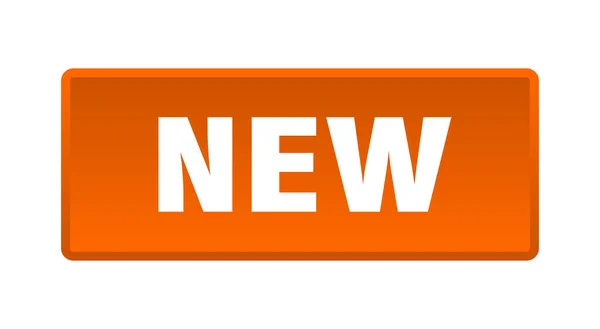 Botón Nuevo Nuevo Botón Cuadrado Naranja — Archivo Imágenes Vectoriales