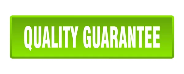 Quality Guarantee Button Quality Guarantee Square Green Push Button — Stock Vector