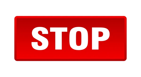 Bouton Stop Stop Bouton Poussoir Carré Rouge — Image vectorielle