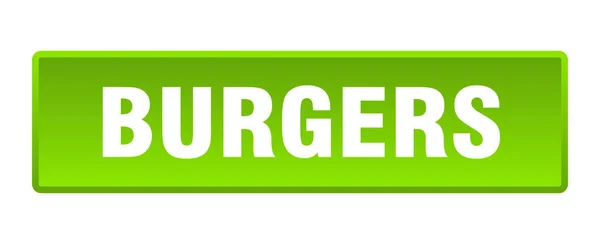Przycisk Hamburgery Burgery Kwadrat Zielony Przycisk — Wektor stockowy