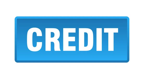 Kreditknappen Kredit Kvadrat Blå Tryckknapp — Stock vektor