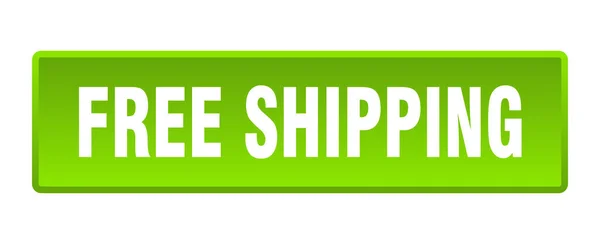 Free Shipping Button Free Shipping Square Green Push Button — Stock Vector