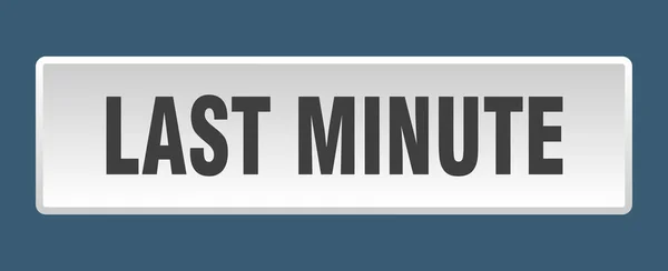 Last Minute Button Last Minute Square White Push Button — Stock Vector