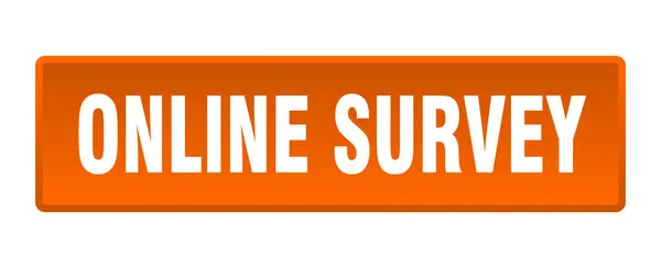 Online Survey Button Online Survey Square Orange Push Button — Stock Vector