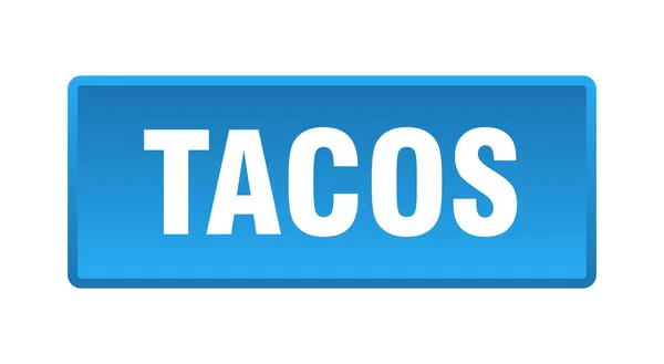 Botão Tacos Tacos Quadrado Azul Botão — Vetor de Stock