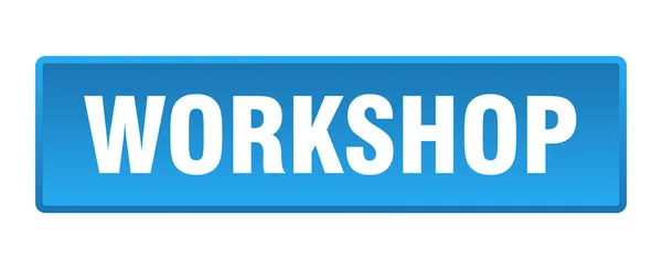 Workshop Knop Workshop Vierkante Blauwe Drukknop — Stockvector