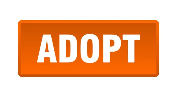 Adoptieknop Adopteer Vierkante Oranje Drukknop — Stockvector