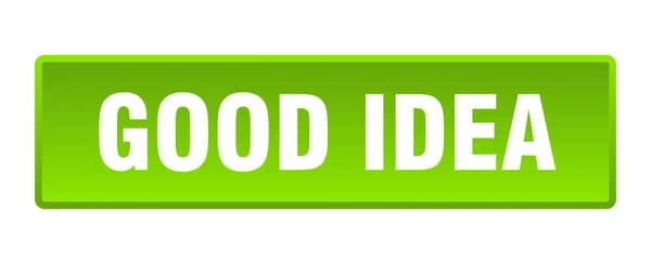 Good Idea Button Good Idea Square Green Push Button — Stock Vector