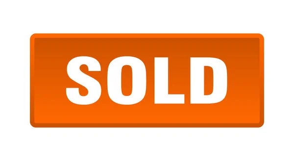Sold Button Sold Square Orange Push Button — Stock Vector