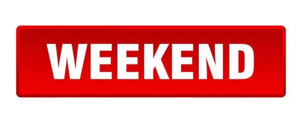 Przycisk Weekendowy Weekend Kwadrat Czerwony Przycisk — Wektor stockowy