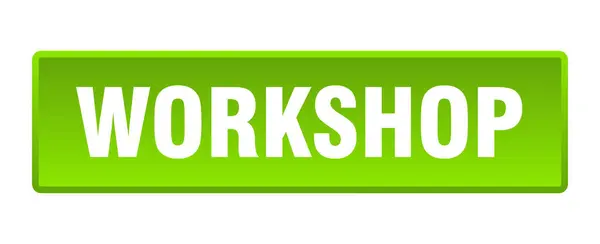 Workshop Knop Workshop Vierkante Groene Drukknop — Stockvector