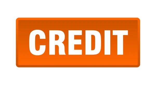 Kredietknop Credit Vierkante Oranje Drukknop — Stockvector
