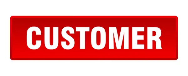 Customer Button Customer Square Red Push Button — Stock Vector