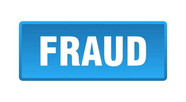 Fraudeknop Fraude Vierkante Blauwe Drukknop — Stockvector