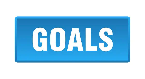 Goals Button Goals Square Blue Push Button — Stock Vector