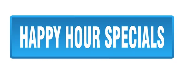 Happy Hour Specials Taste Happy Hour Specials Quadratischer Blauer Knopf — Stockvektor