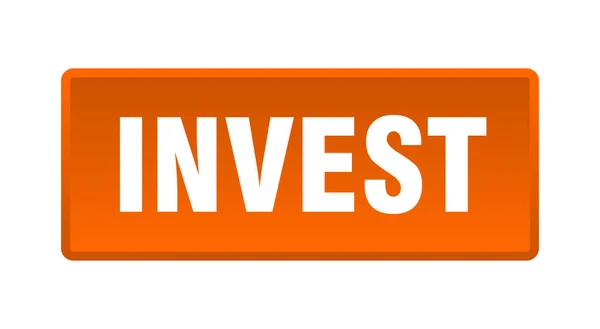 Investeer Knop Investeren Vierkante Oranje Drukknop — Stockvector