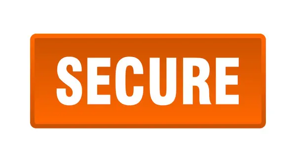 Secure Button Secure Square Orange Push Button — Stock Vector