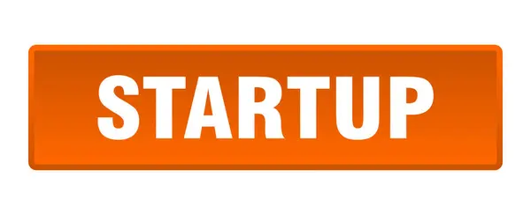 Startup Button Startup Square Orange Push Button — Stock Vector