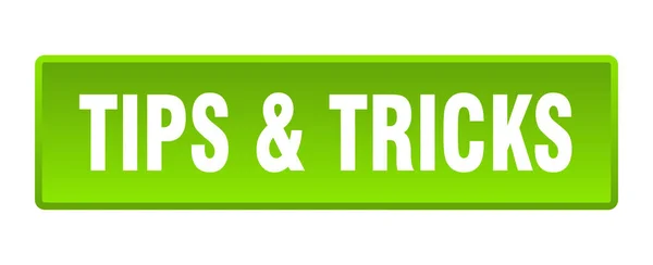 Tips Tricks Button Tips Tricks Square Green Push Button — Stock Vector