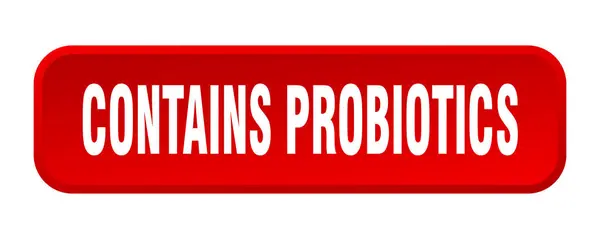 Contains Probiotics Button Contains Probiotics Square Push Button — Stock Vector