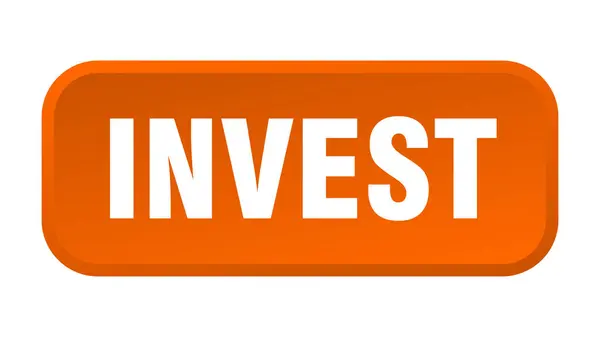 Przycisk Inwestuj Inwestować Kwadratowy Przycisk — Wektor stockowy