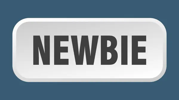 Nieuwe Knoop Newbie Vierkante Drukknop — Stockvector
