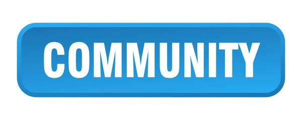 Community Button Community Square Push Button — Stock Vector