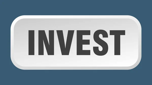 Investeer Knop Investeren Vierkante Drukknop — Stockvector