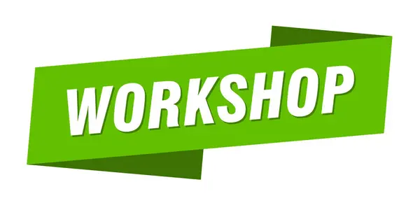 Workshop Banner Sjabloon Werkplaats Lint Label Teken — Stockvector