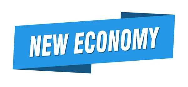 Noul Model Banner Economic Eticheta Panglică Nouă Economie Semn — Vector de stoc