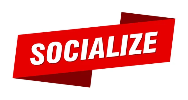 Socializar Modelo Banner Socializar Sinal Etiqueta Fita — Vetor de Stock