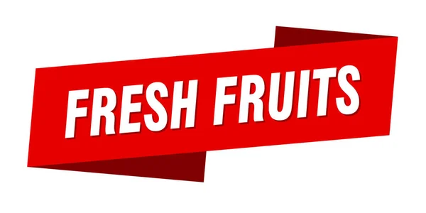 Modèle Bannière Fruits Frais Signe Étiquette Ruban Fruits Frais — Image vectorielle