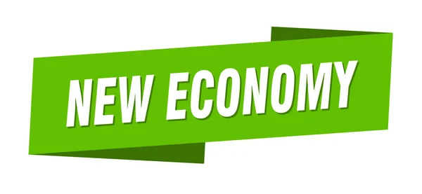 Noul Model Banner Economic Eticheta Panglică Nouă Economie Semn — Vector de stoc
