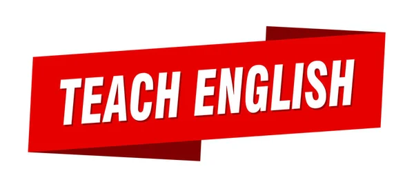 Ensinar Inglês Modelo Banner Ensine Sinal Inglês Etiqueta Fita — Vetor de Stock