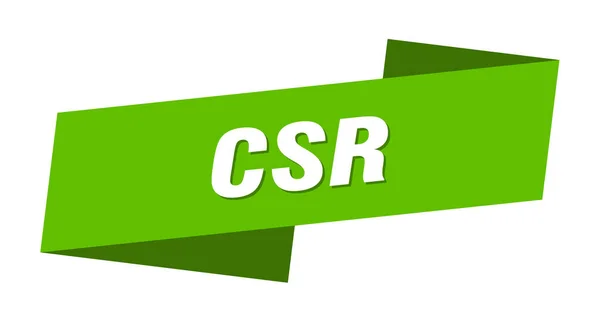 Modello Banner Csr Segno Etichetta Nastro Csr — Vettoriale Stock