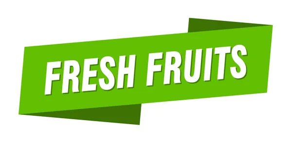 Modèle Bannière Fruits Frais Signe Étiquette Ruban Fruits Frais — Image vectorielle