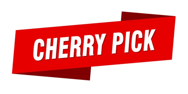 Modelo Banner Cherry Pick Cereja Picareta Fita Rótulo Sinal — Vetor de Stock