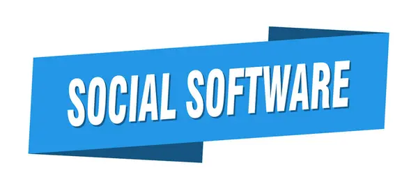 Modelo Banner Software Social Sinal Etiqueta Fita Software Social —  Vetores de Stock