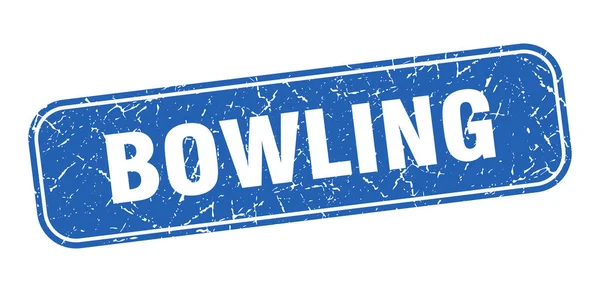 Bowlingmarke Bowling Quadratisch Grungy Blaues Zeichen — Stockvektor