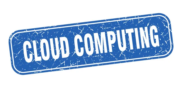 Sello Computación Nube Nube Computación Cuadrado Grungy Azul Signo — Vector de stock