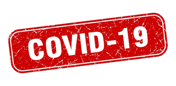 Covid 19邮票 Covid 19正方形的红色标志 — 图库矢量图片