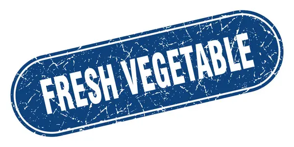 新鮮な野菜のサインだ 新鮮な野菜のグランジブルースタンプ ラベル — ストックベクタ