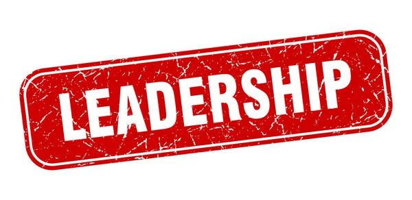 Timbro Leadership Leadership Piazza Grungy Segno Rosso — Vettoriale Stock